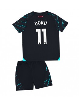 Manchester City Jeremy Doku #11 Dječji Rezervni Dres kompleti 2023-24 Kratak Rukavima (+ kratke hlače)